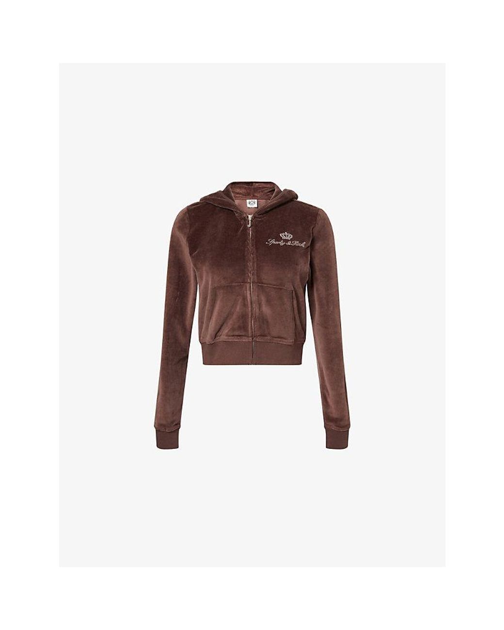 Sporty & Rich Brown X Juicy Couture Cotton-Velour Hoody