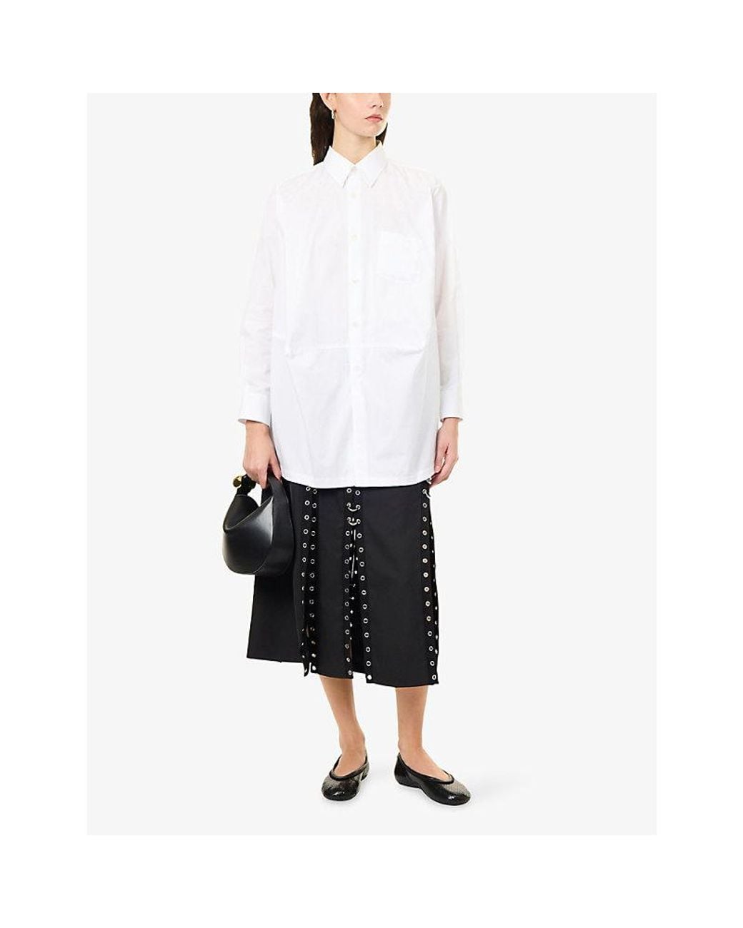 Comme des Garçons White Relaxed-Fit Long-Sleeve Cotton Blouse