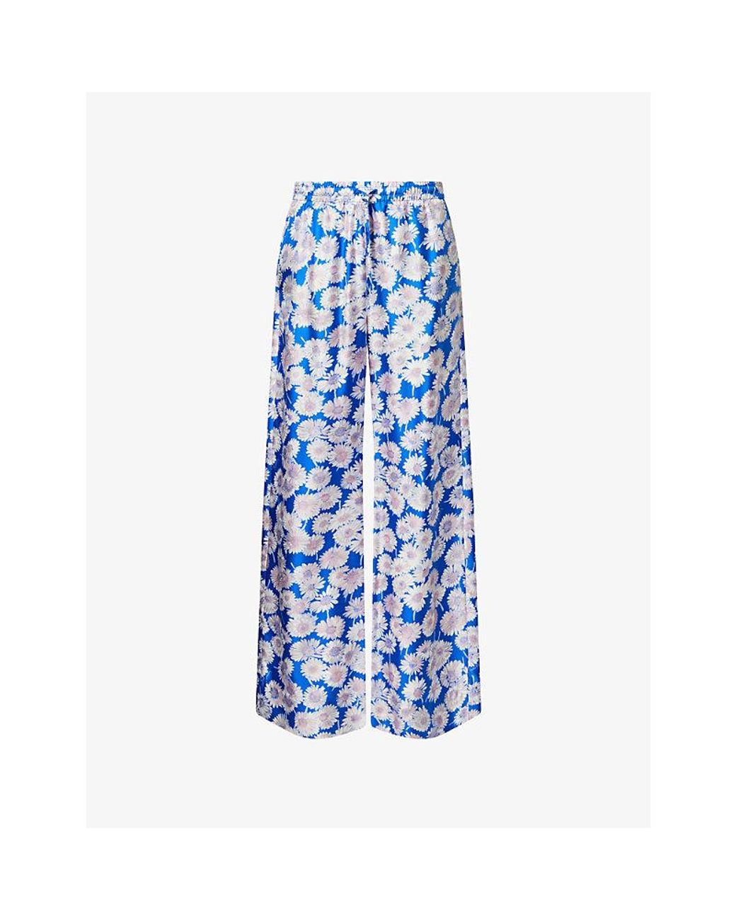 Stella McCartney Blue Daisy Print Pj Silk Trousers