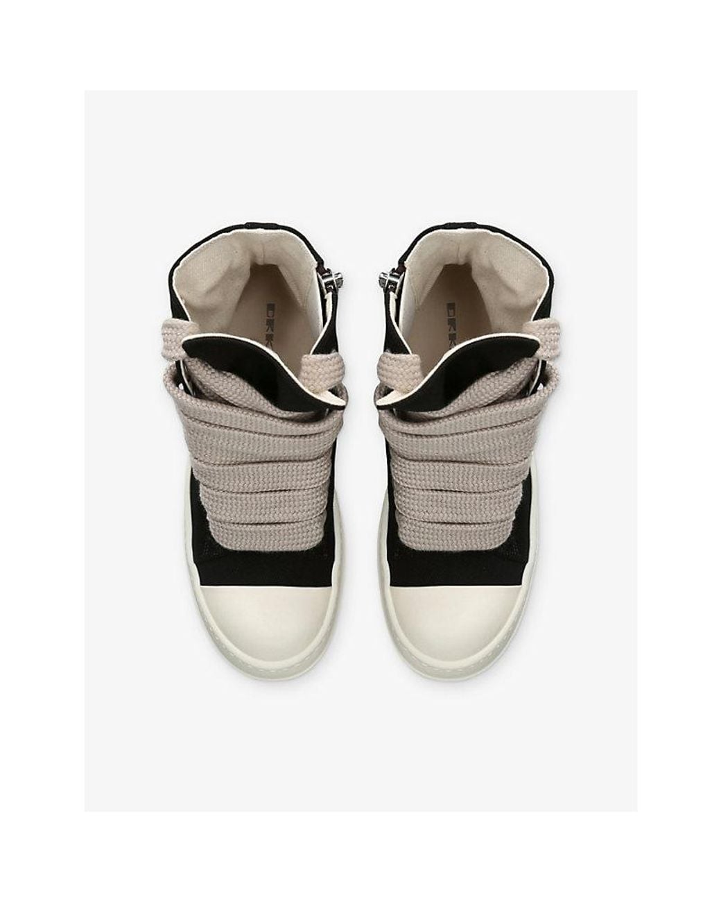 Rick Owens Black Jumbolace Denim High-Top Trainers
