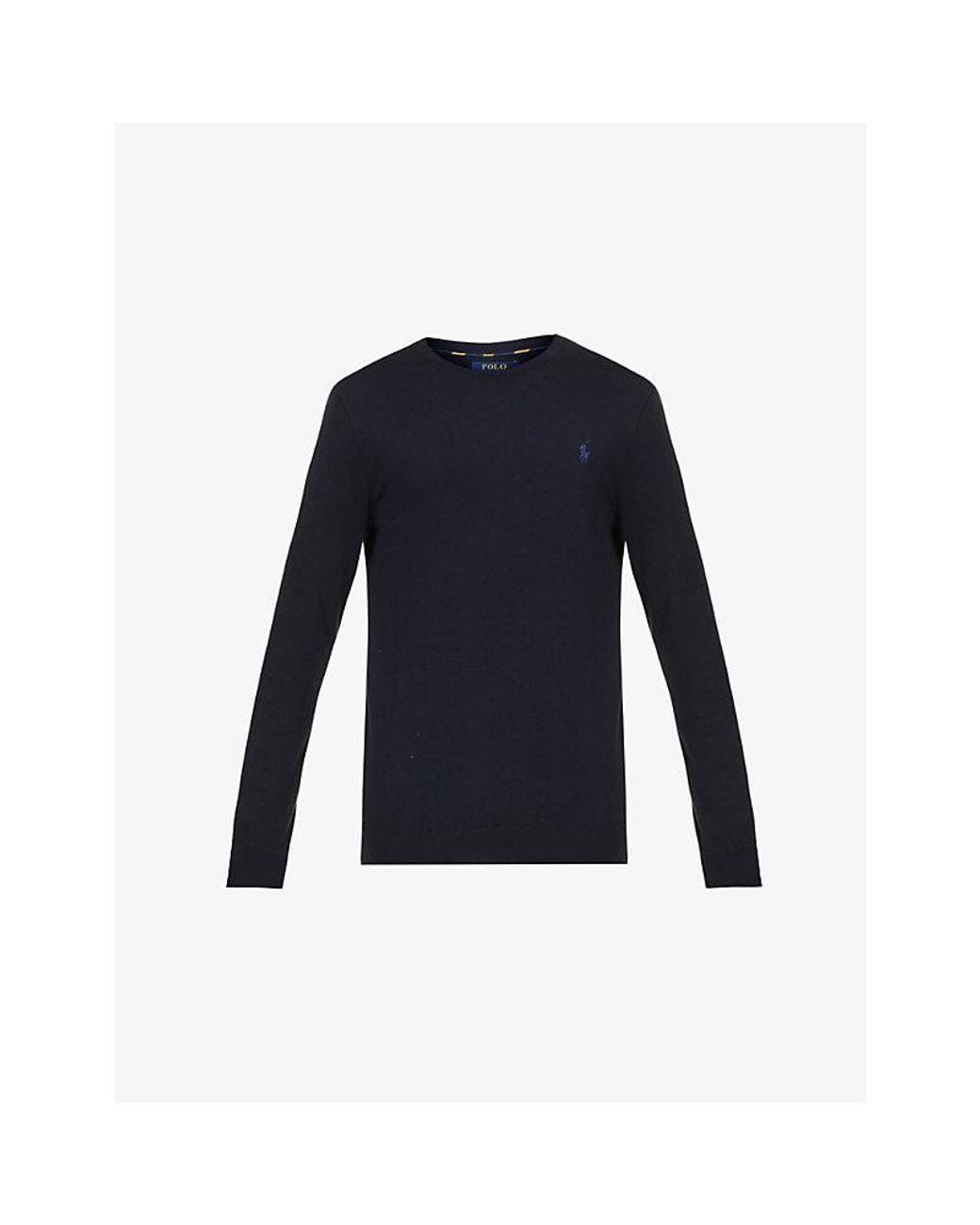 Polo Ralph Lauren Blue Long-Sleeved Crewneck Cotton Jumper for men
