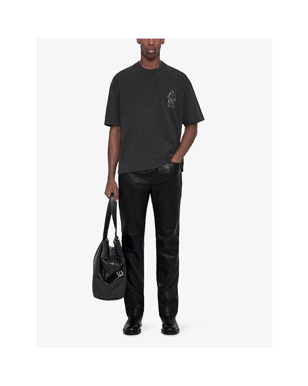 AllSaints Black Roller Relaxed-Fit Cotton T-Shirt for men