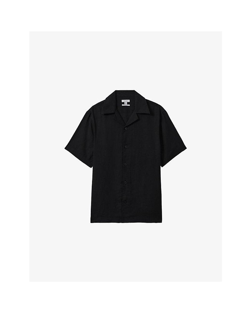 Reiss Black Beldi Oversized-Fit Linen Shirt for men