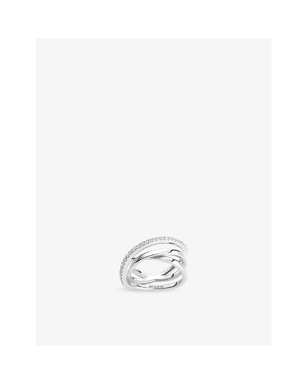 Sif Jakobs White Spirale Sterling- And Rhodium-Plated Zirconia Ring