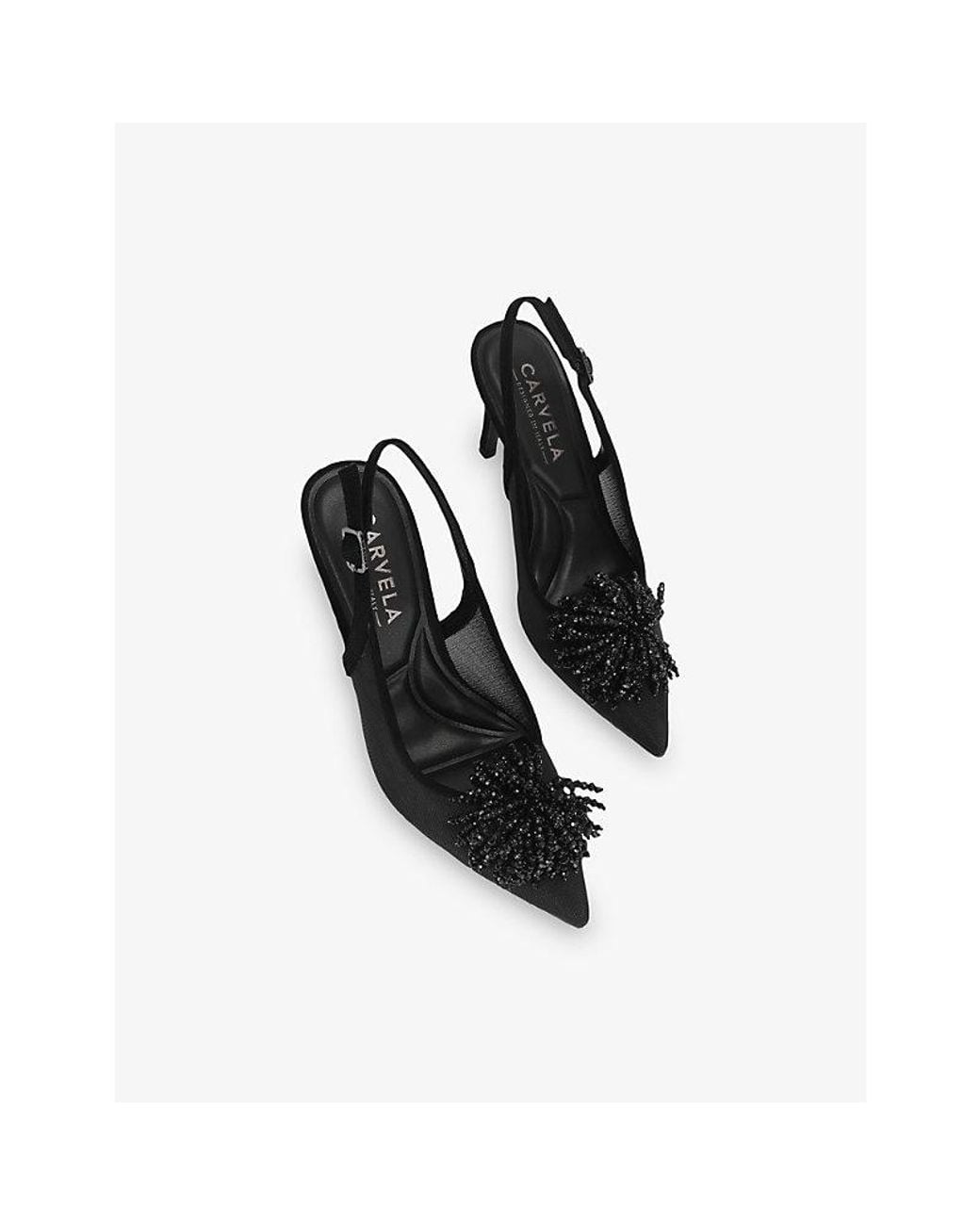 Carvela Kurt Geiger Black Lucia Woven Sling-Back Courts