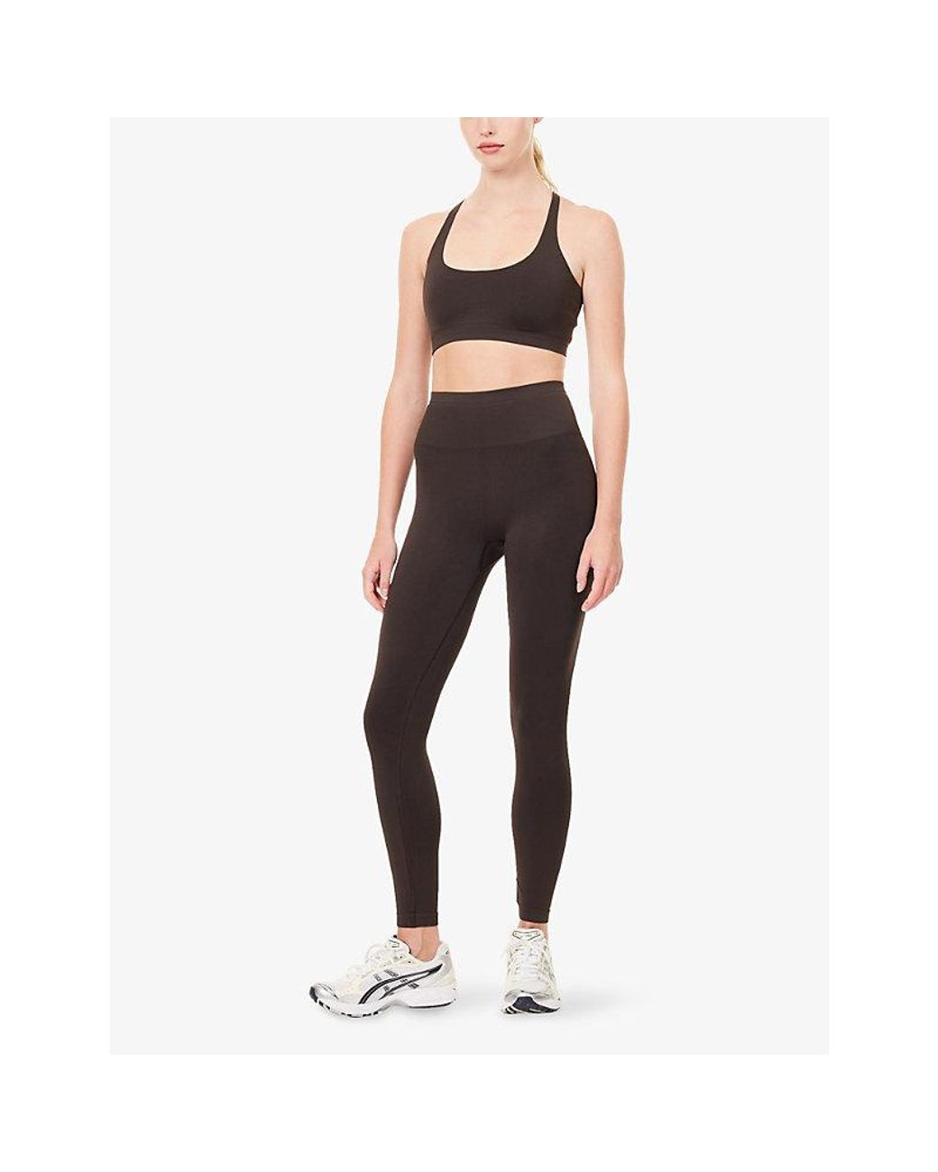 ADANOLA Seamless Racerback Sports Bra in Brown | Lyst