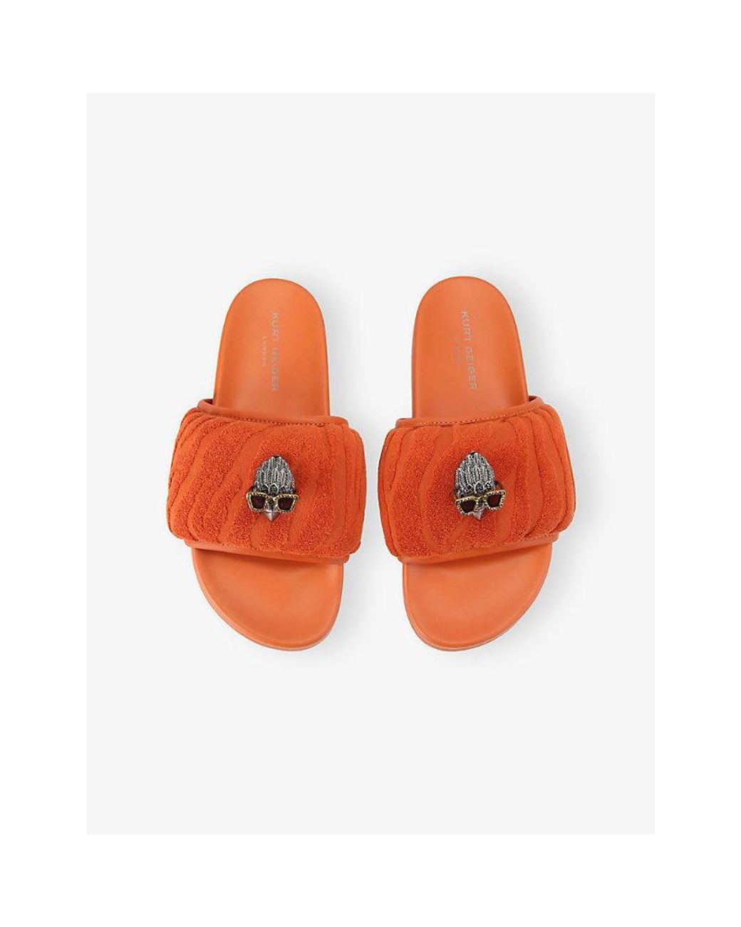 Kurt Geiger Orange Eagle Puff Fabric Slides for men