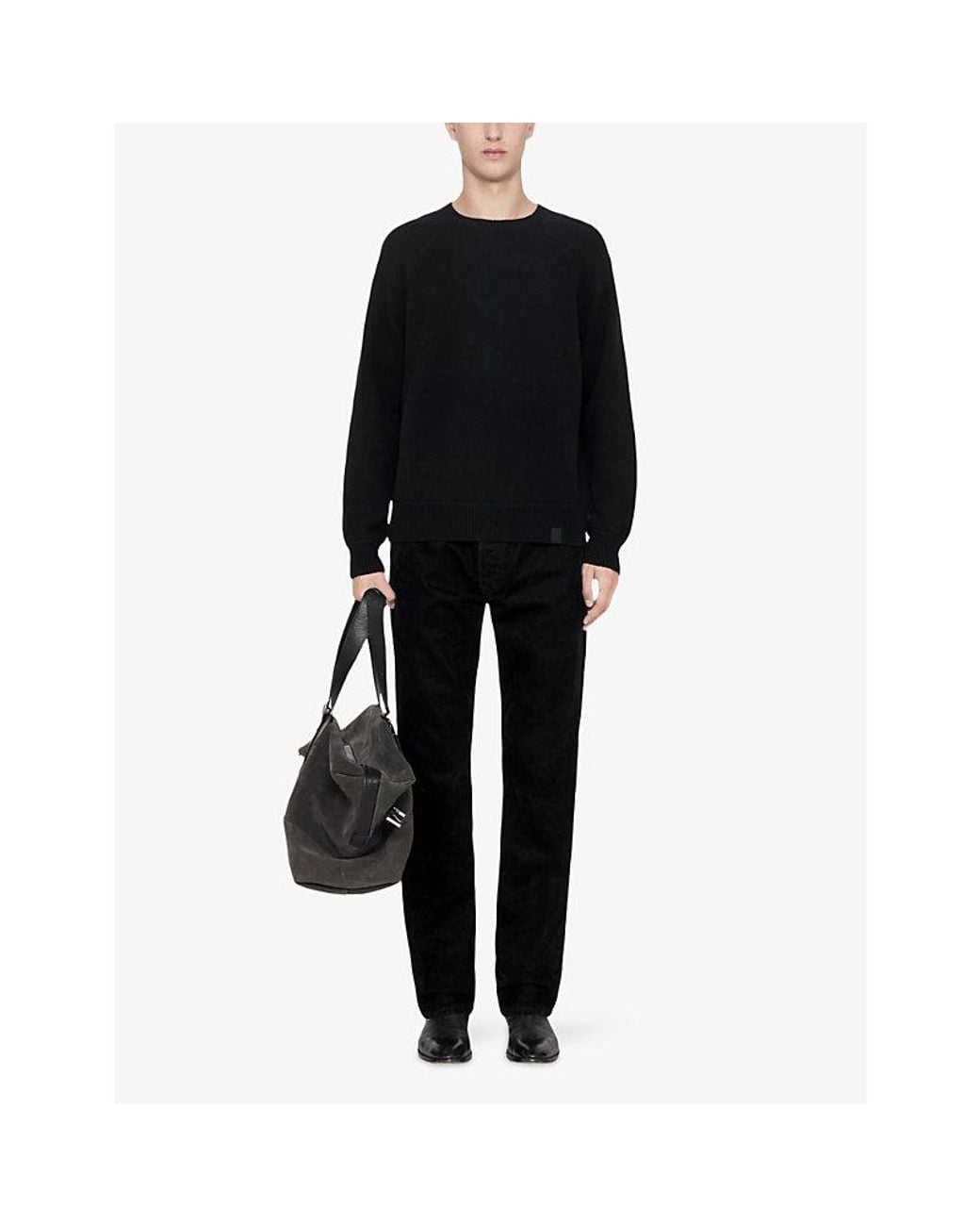 AllSaints Black Cove Relaxed-Fit Wool And Cotton-Blend Jumper for men