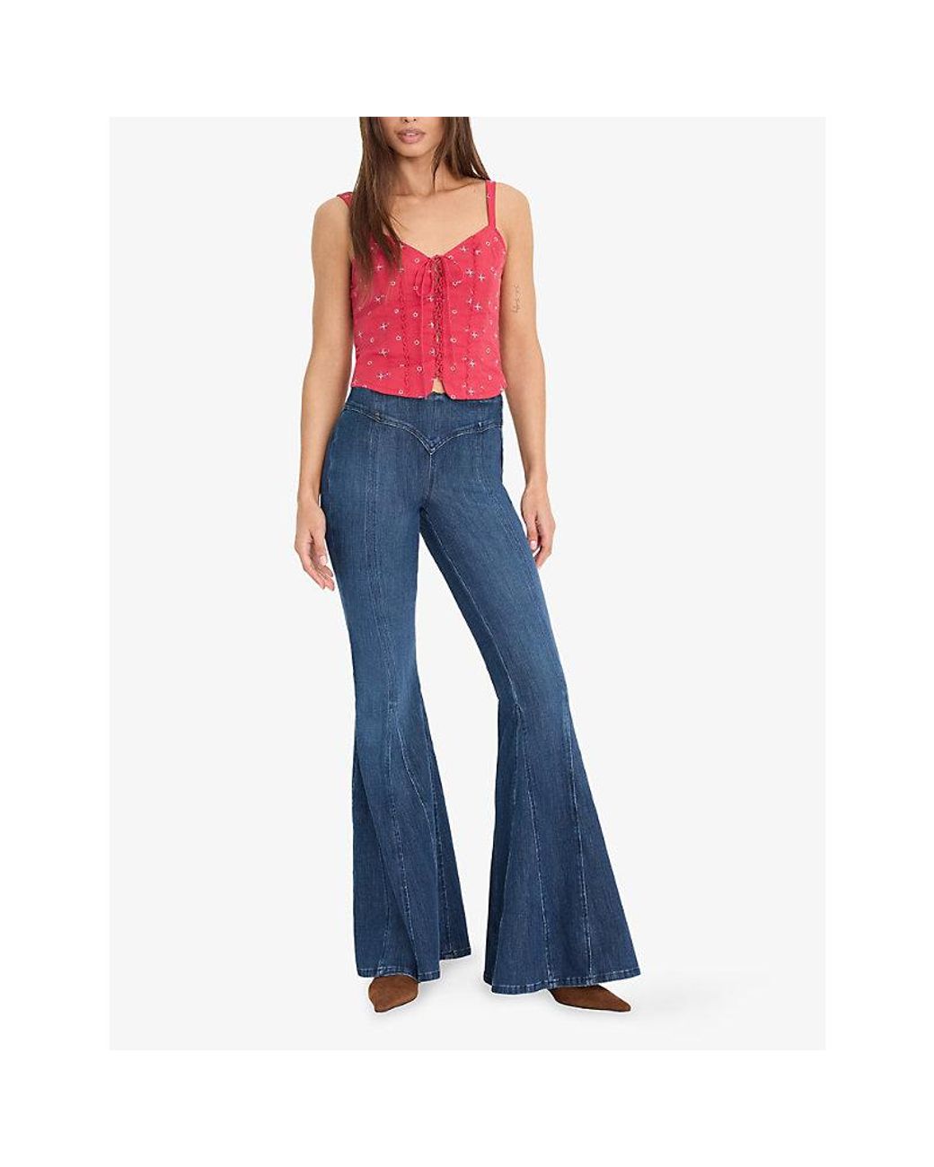 GOOD AMERICAN Blue Dolly's Joleans Extreme Flare-Leg Denim Jeans