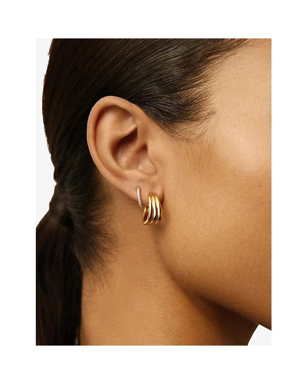 Missoma Yellow Savi Triple Ridge 18Ct Plated Brass Hoop Earrings