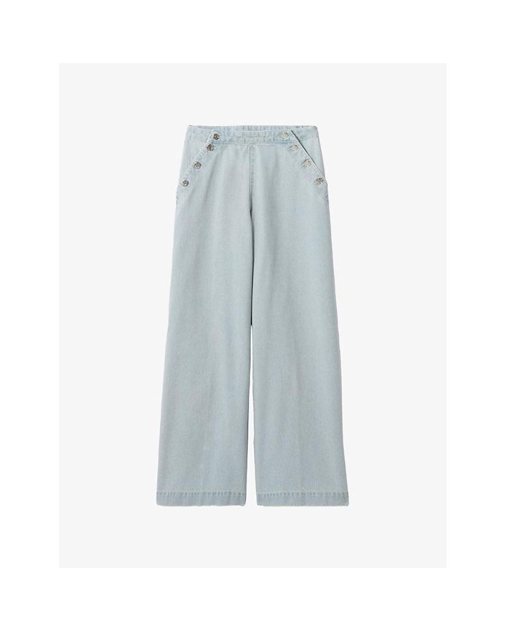 Claudie Pierlot Blue Sailor Wide-Leg Denim Jeans
