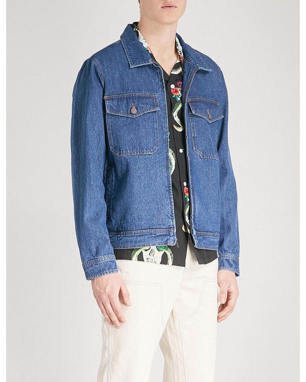 Stussy Zip-fastening Denim Jacket in Blue for Men | Lyst