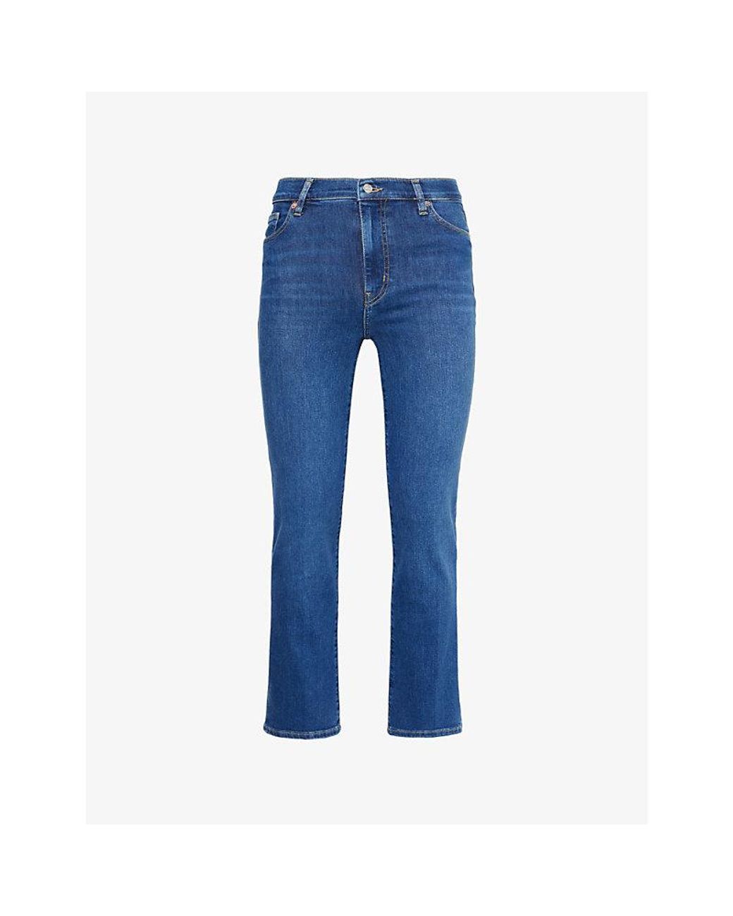 FRAME Blue Le Sleek Five-Pockets Straight-Leg High-Rise Stretch-Denim Blend Jeans
