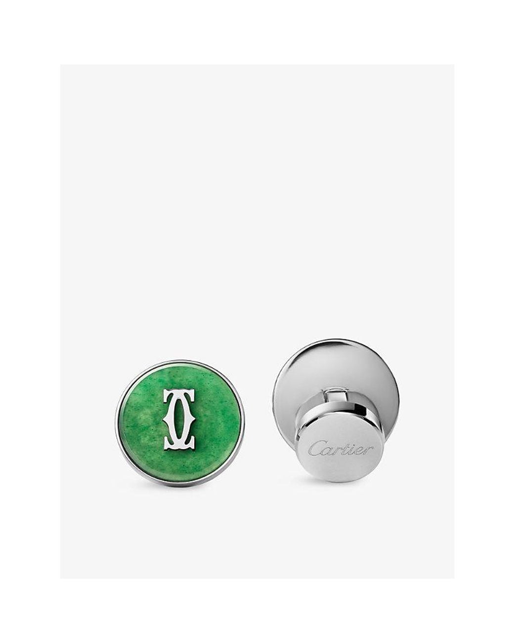 Cartier Green Double C De Sterling- And Aventurine Cufflinks for men