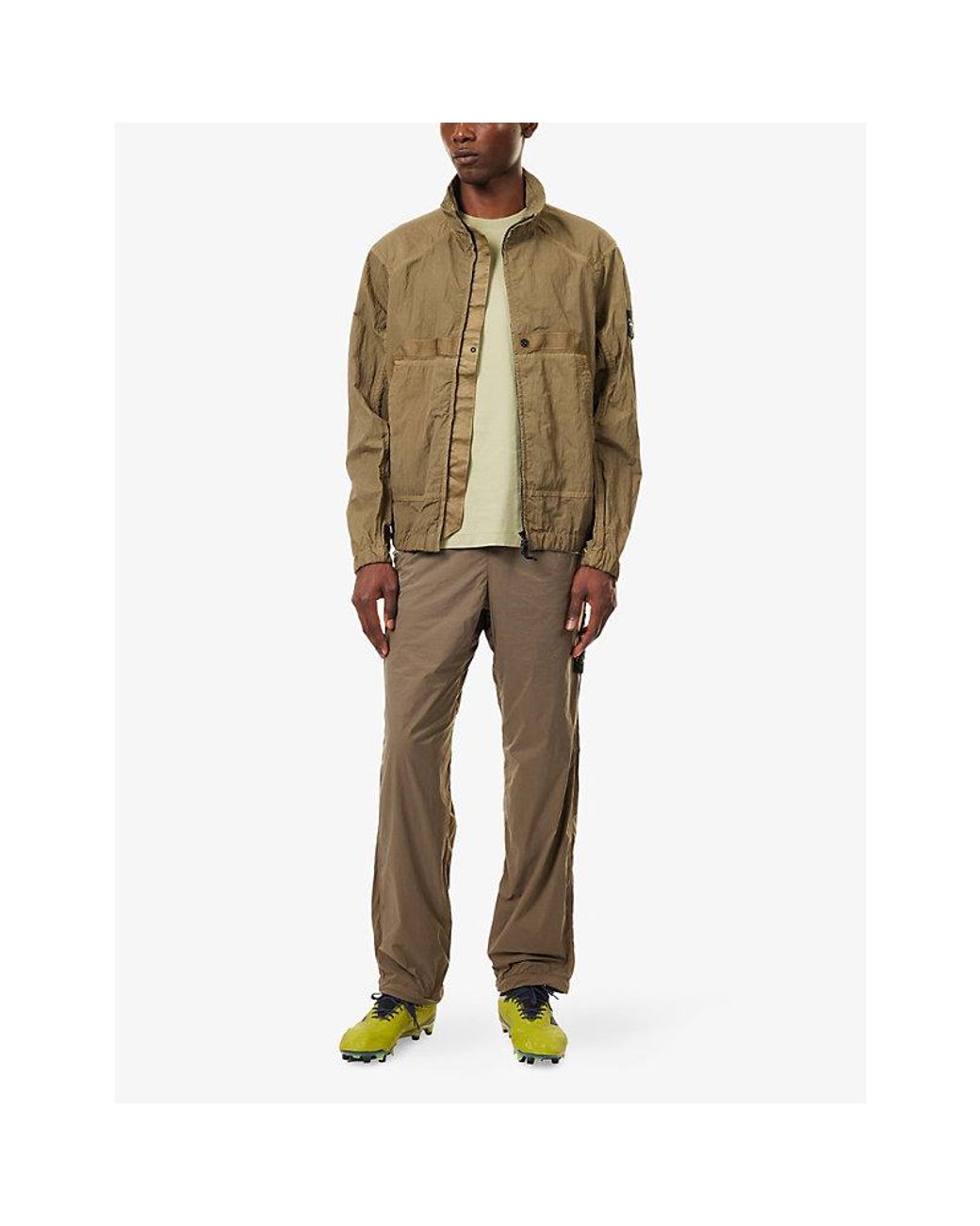 Stone Island Brown Warp Rib Stand-Collar Nylon Jacket for men