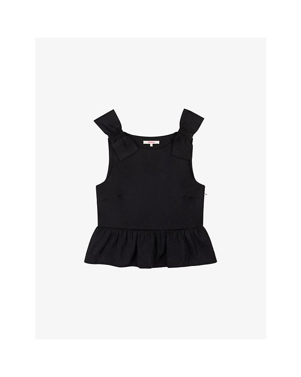OMNES Black Keelee Bow-Detail Satin Top