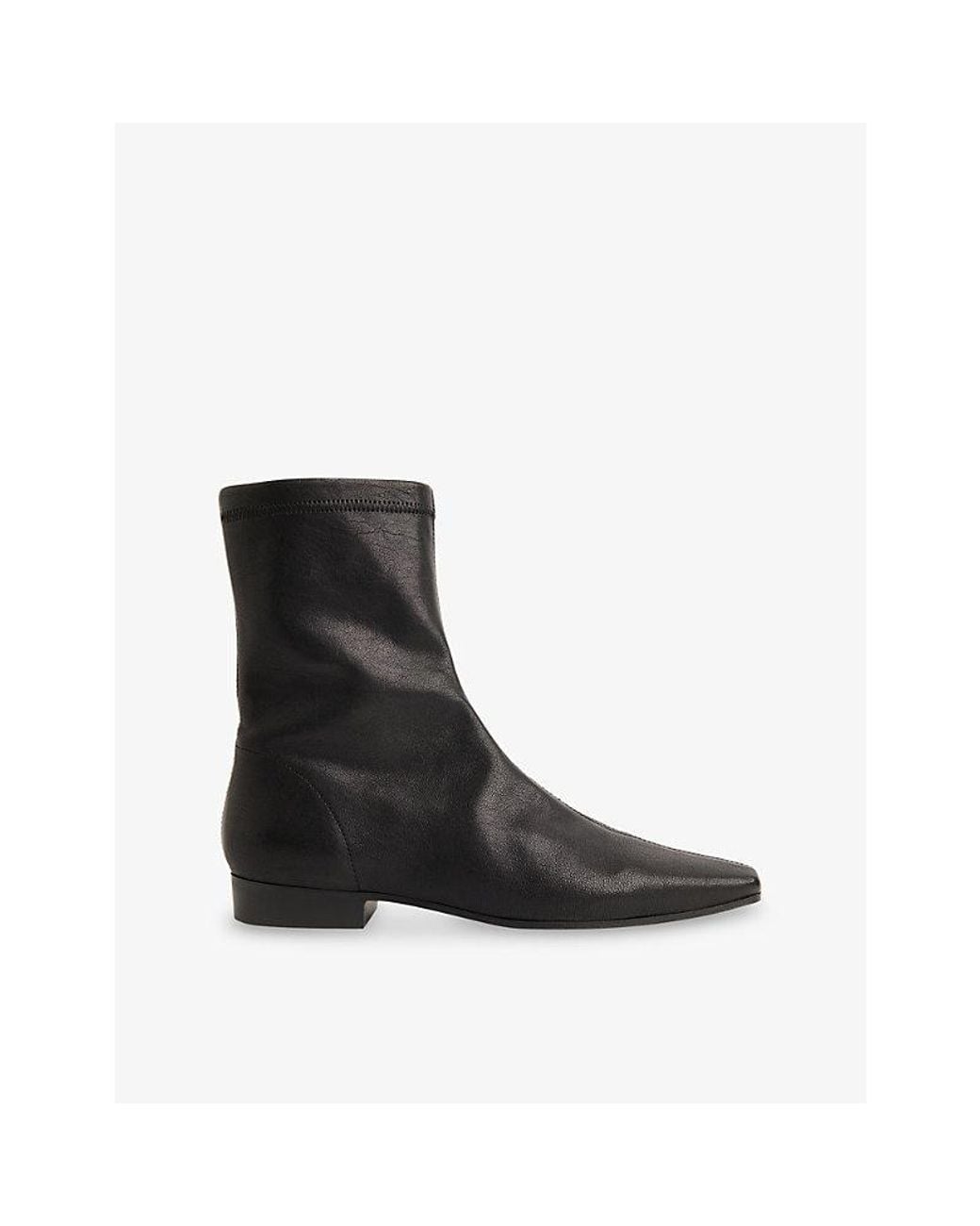 Whistles Black Flat Leather Ankle Boots