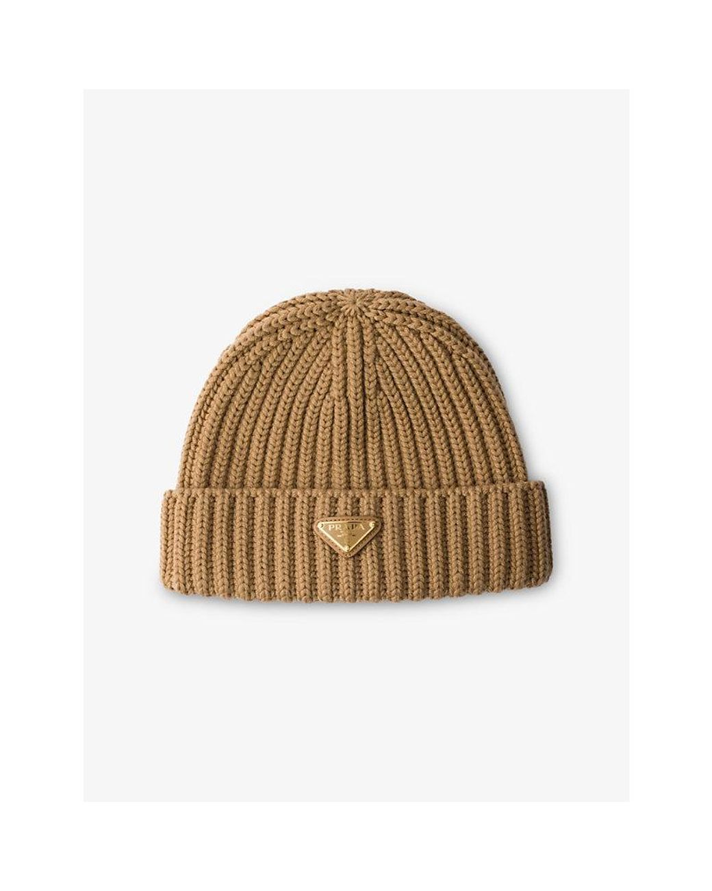 Prada Natural Logo-Embellished Knitted Wool Beanie