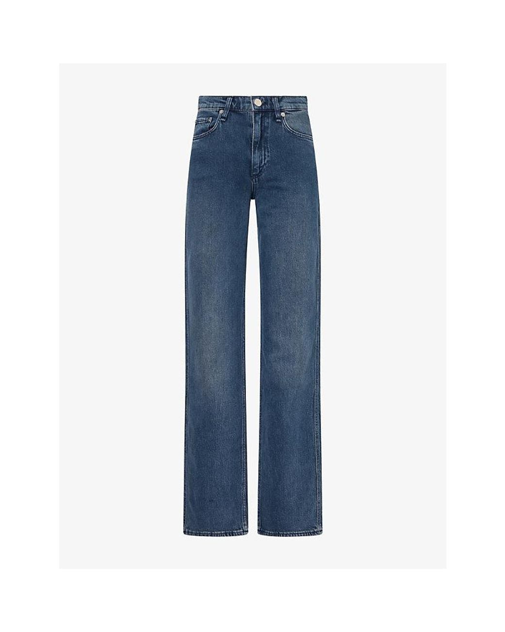 Rag & Bone Blue Harlow Slim-Straight Leg Denim Jeans
