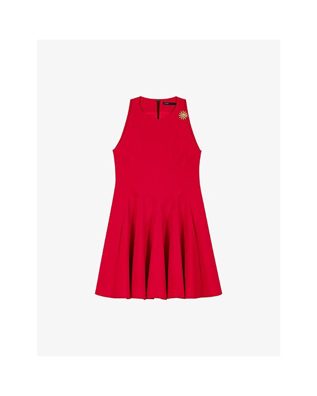 Maje Flared Sleeveless Linen-Blend Mini Dress