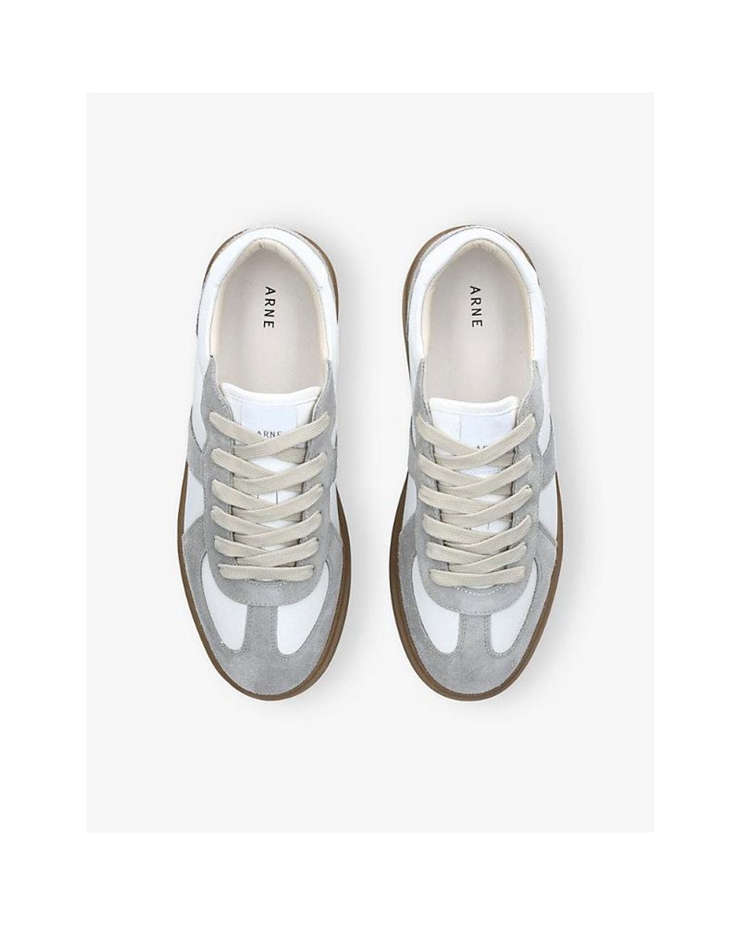 Arne White Classic Court Leather And Suede Trainers for men