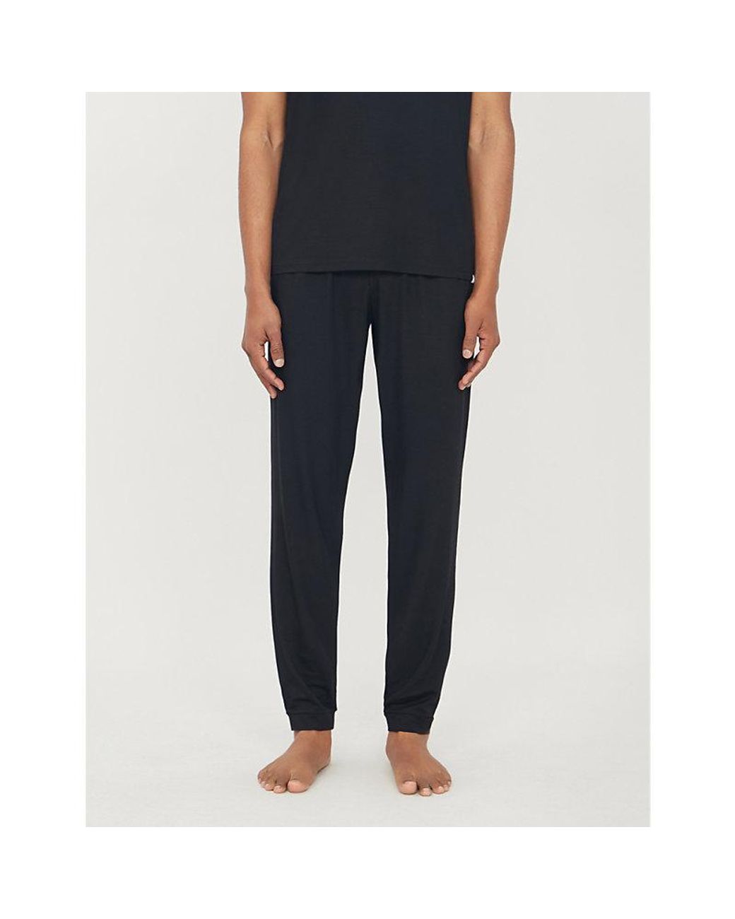 Derek Rose Black Basel Stretch-Modal Pyjama Bottoms for men