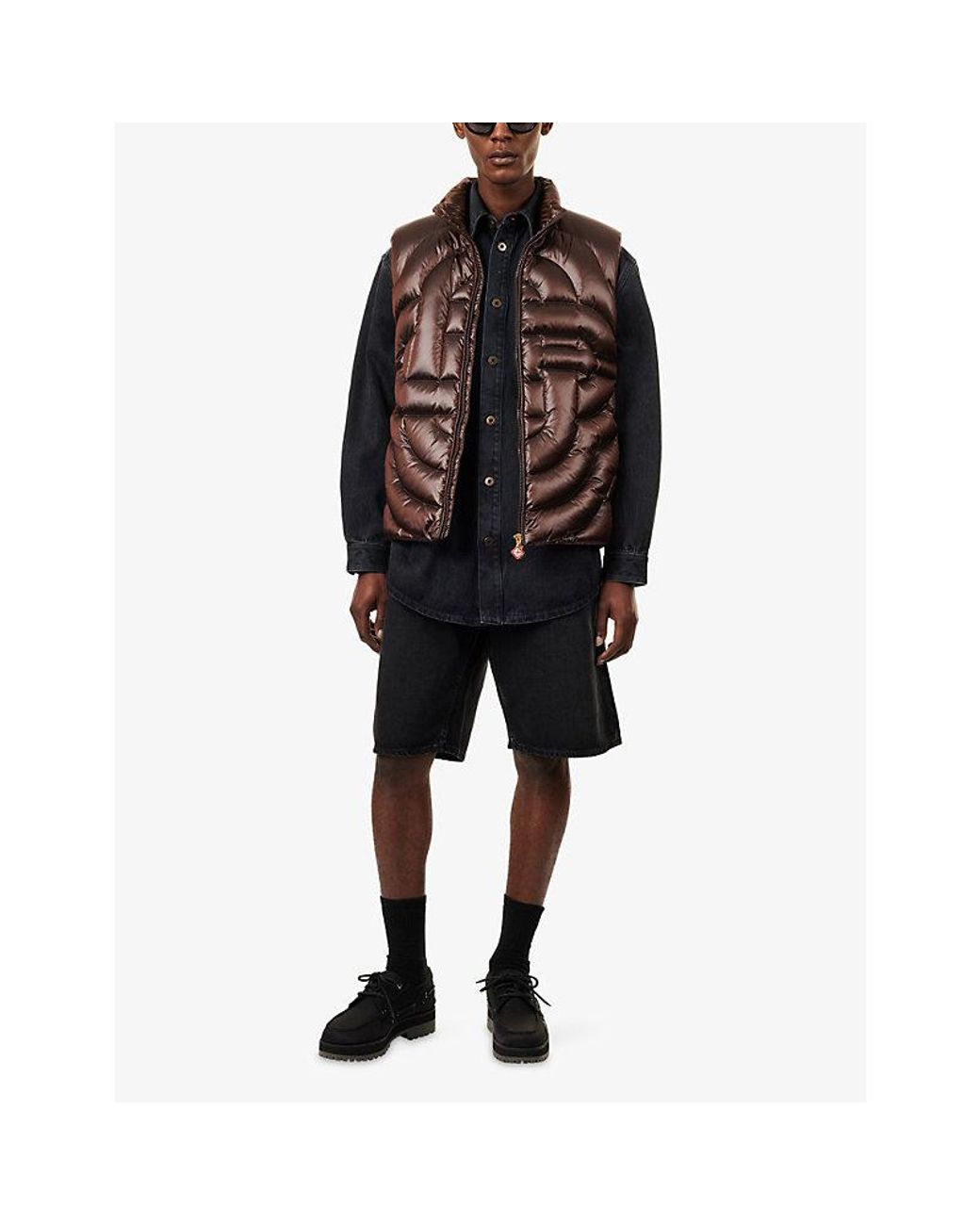 Casablanca Brown Quilted Down Woven Puffer Gilet for men