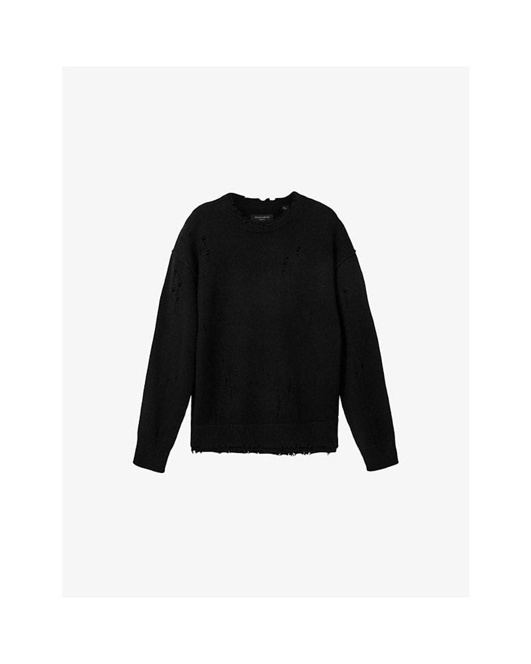 AllSaints Black Wolf Distressed Long-Sleeve Knitted Jumper for men