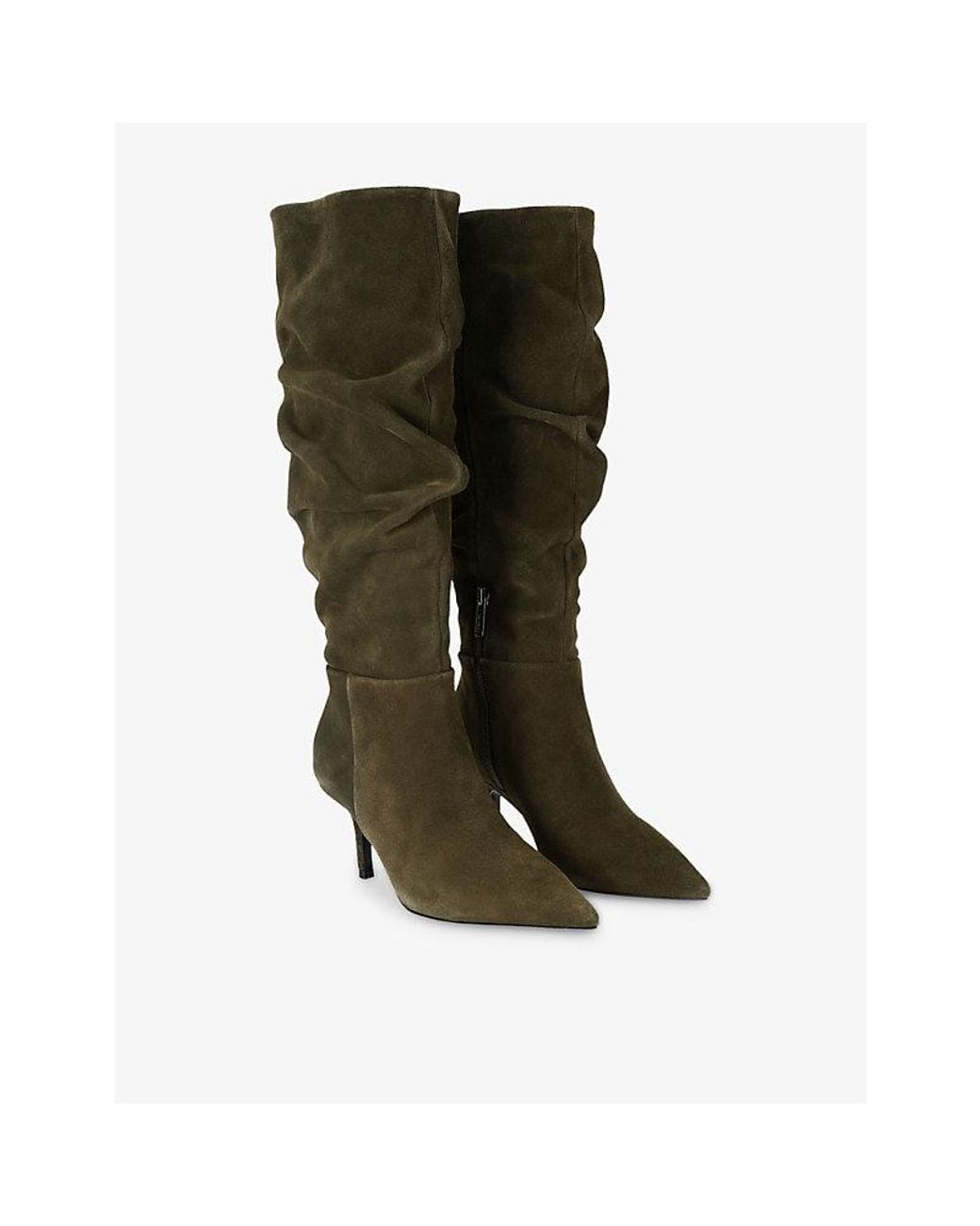 Carvela Kurt Geiger Green Spirit Slouch Suede Heeled Knee-High Boots
