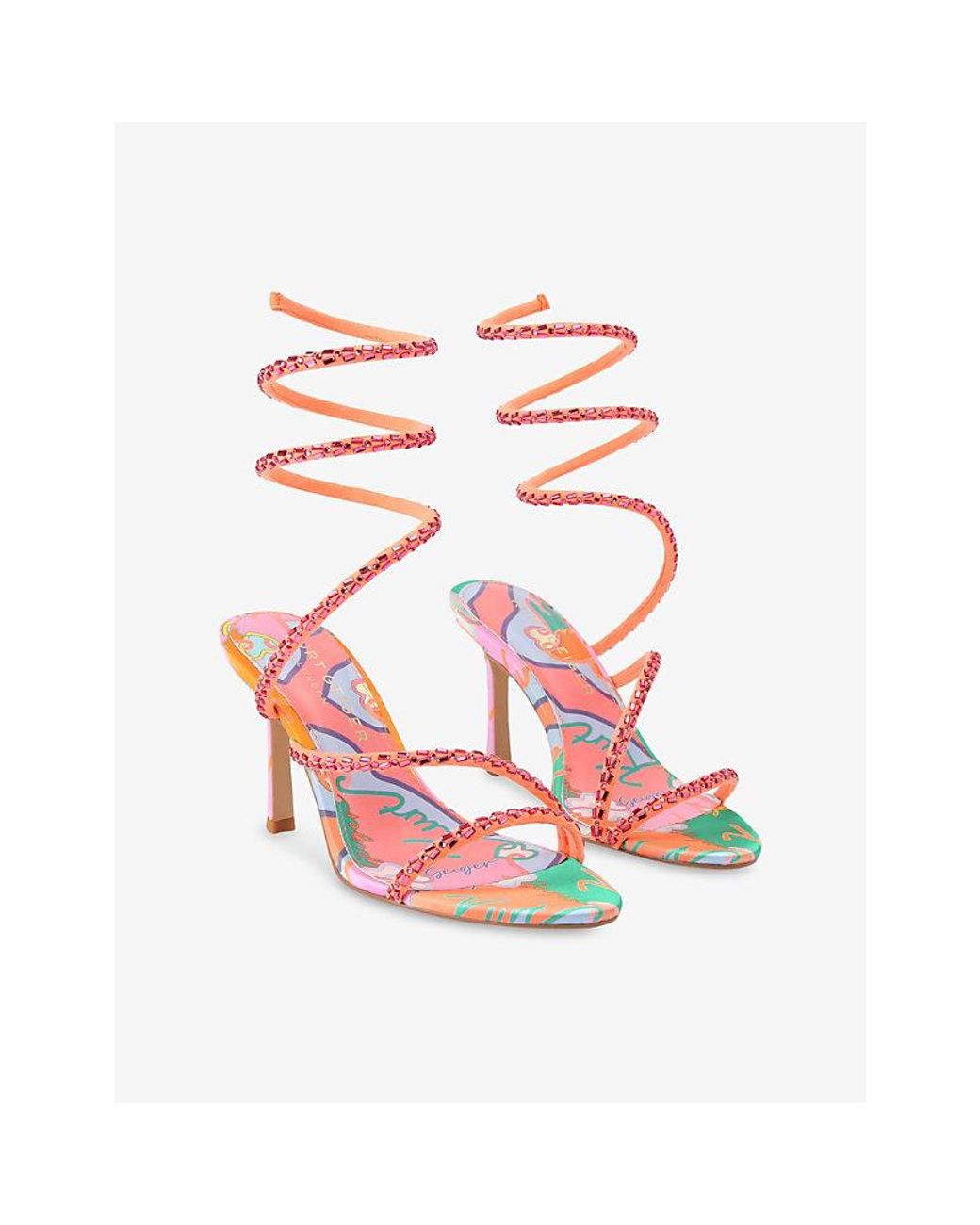 Kurt Geiger Pink Spiral Asymmetric Heeled Woven Sandals