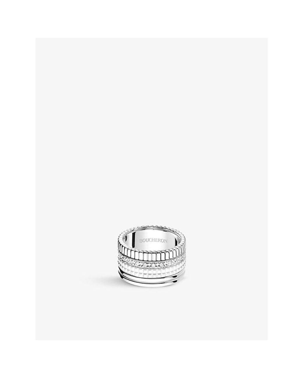 Boucheron White Quatre Double Edition Large 18Ct- Hyceram And 0.52Ct Round-Brilliant Cut Diamond Ring for men