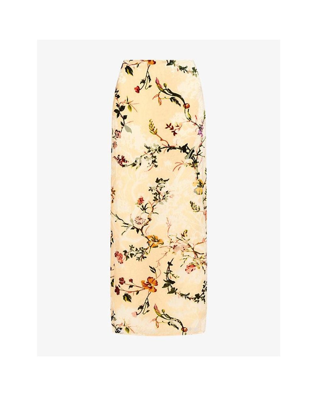 Reformation Metallic X Alexa Carolyn Floral Column Woven Midi Skirt