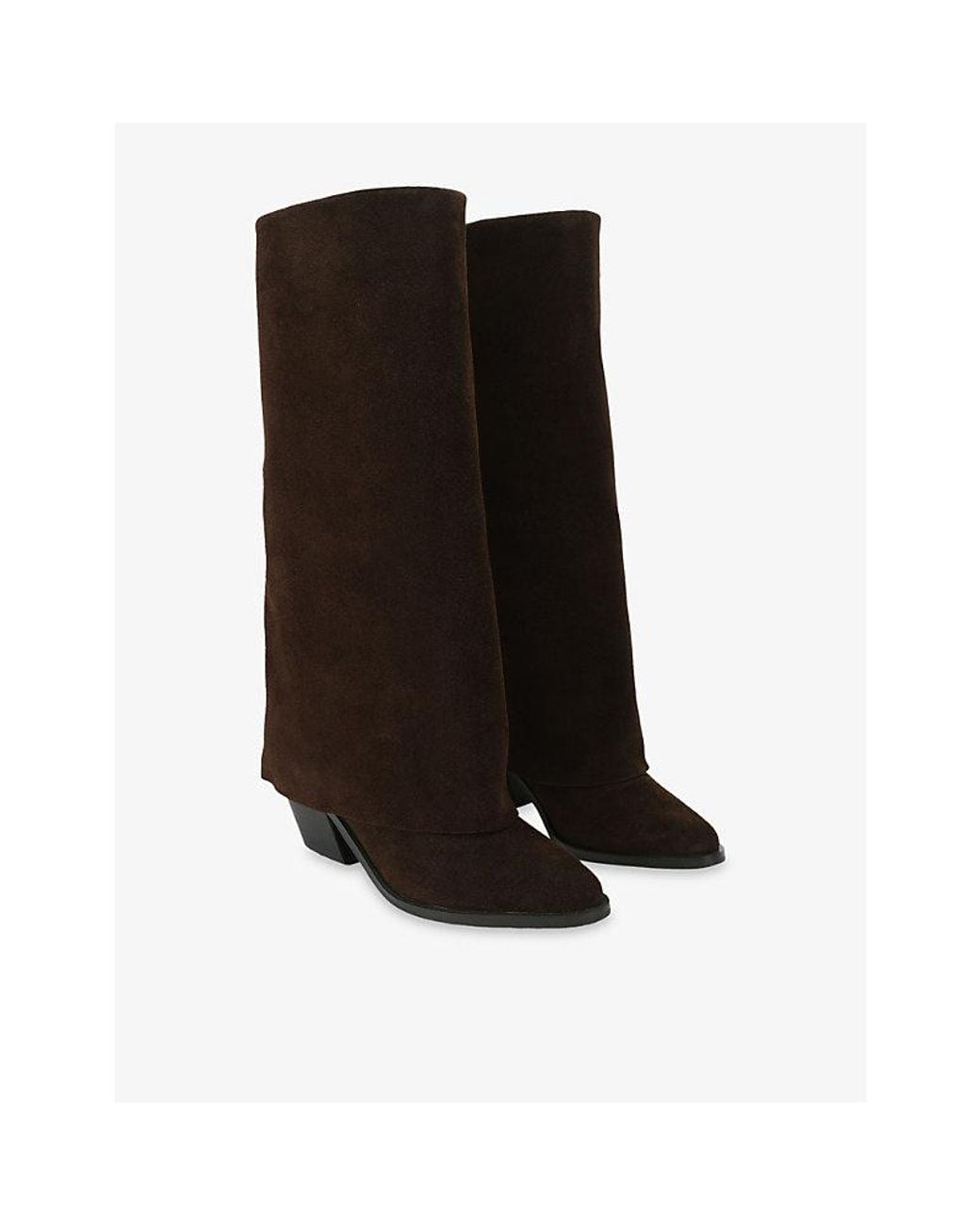 Kurt Geiger Black Mag Folded Suede Knee-High Boots