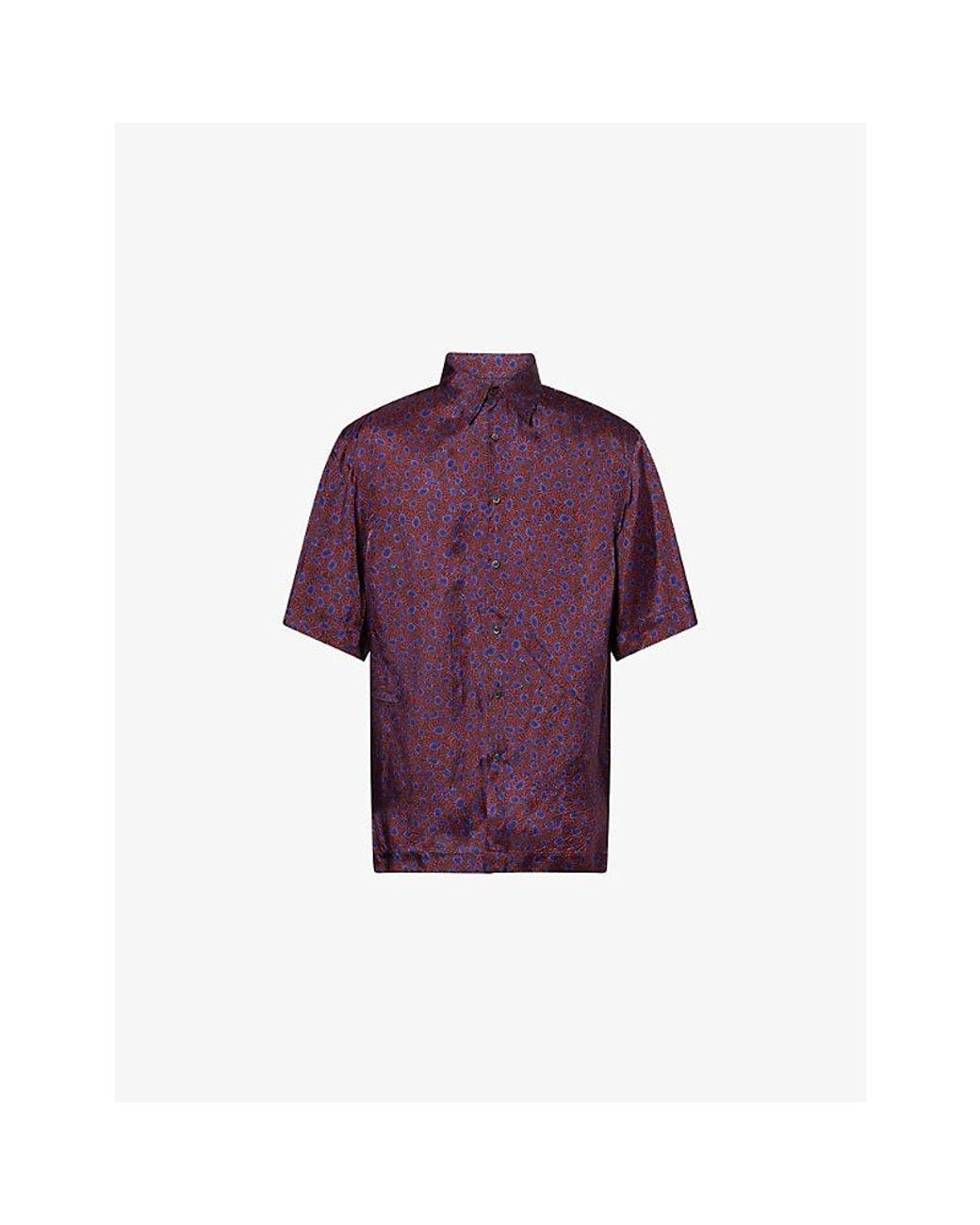 Dries Van Noten Purple Cassidye Floral-Print Satin Shirt for men