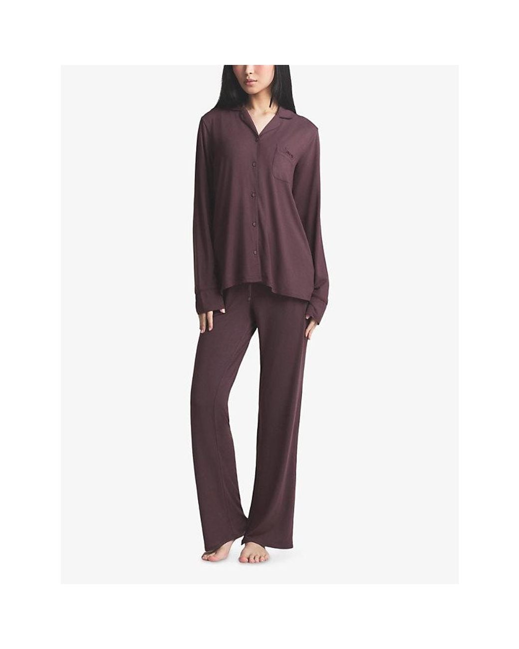 Skims Purple Brand-Embroidered Long-Sleeved Modal-Jersey Pyjama Set