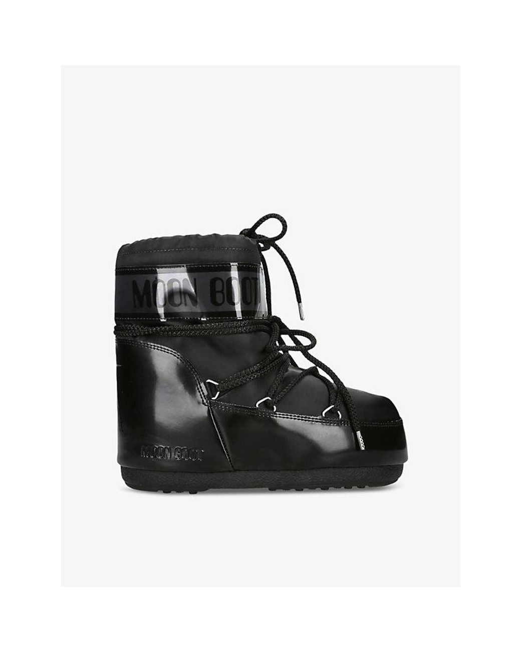 Moon Boot Black Icon Brand-Print Woven Snow Boots
