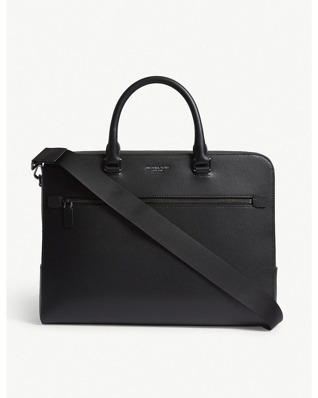 Michael Kors Harrison Double Zip Saffiano Leather Briefcase in Black for  Men | Lyst