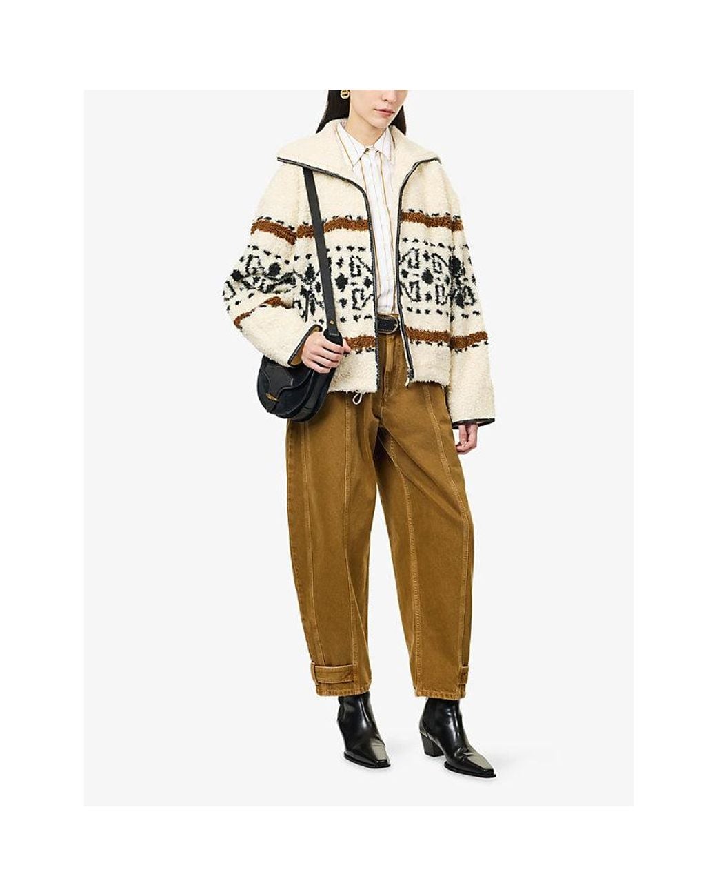 Isabel Marant Natural Lijka Patterned Fleece Jacket
