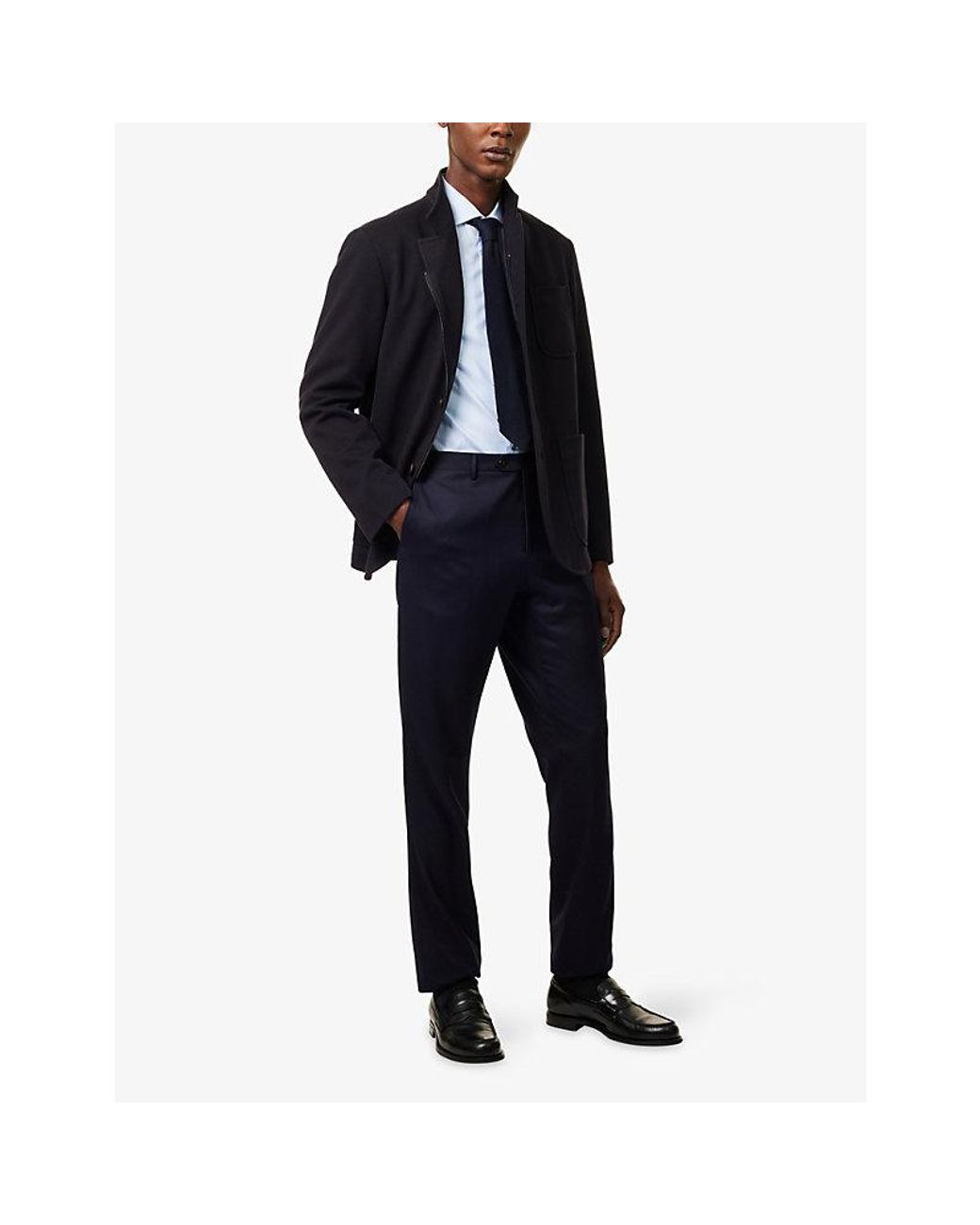 Corneliani Blue Tailored Straight-Leg Wool Trousers for men