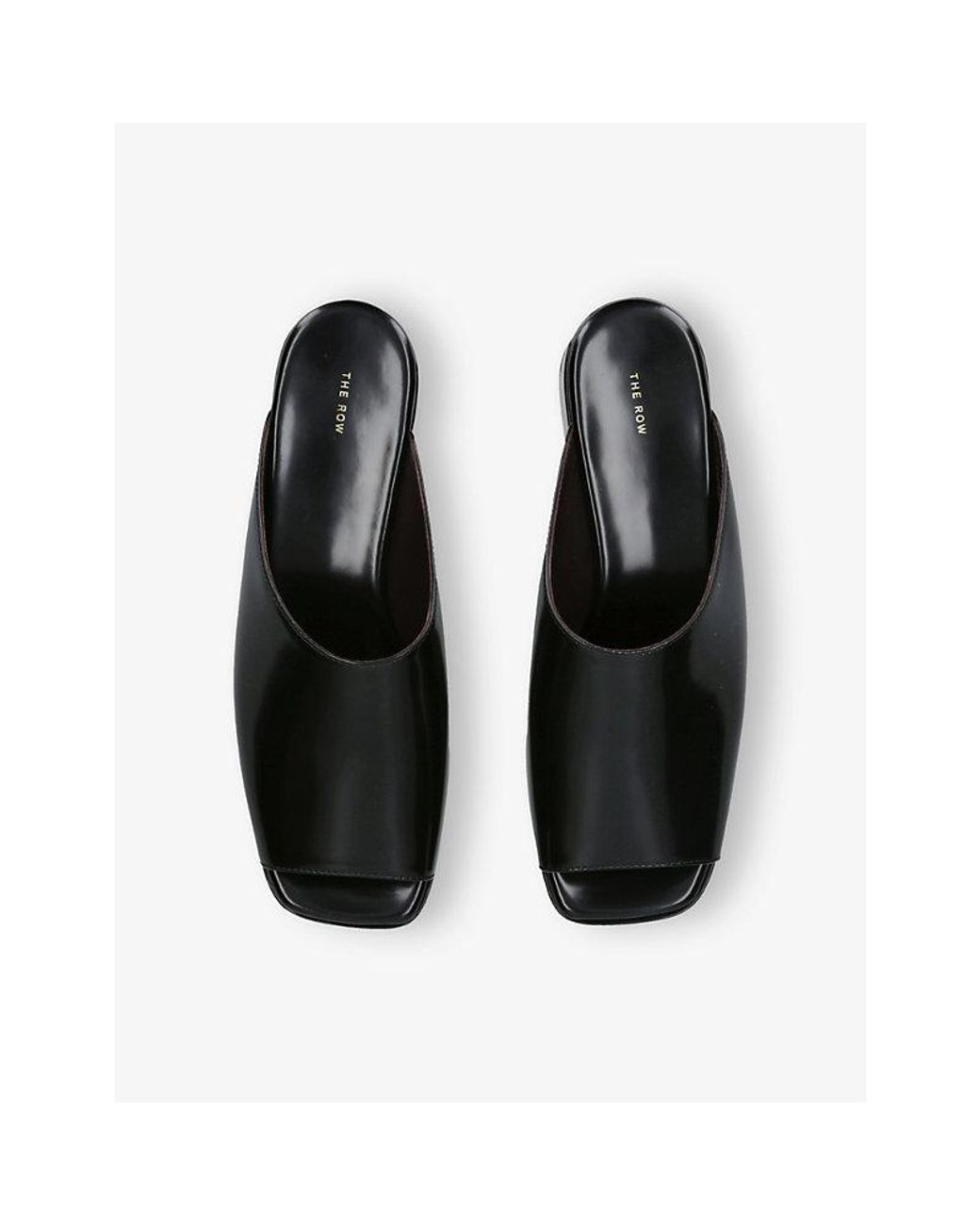 The Row Emi Leather Flatform Sandals in Black | Lyst