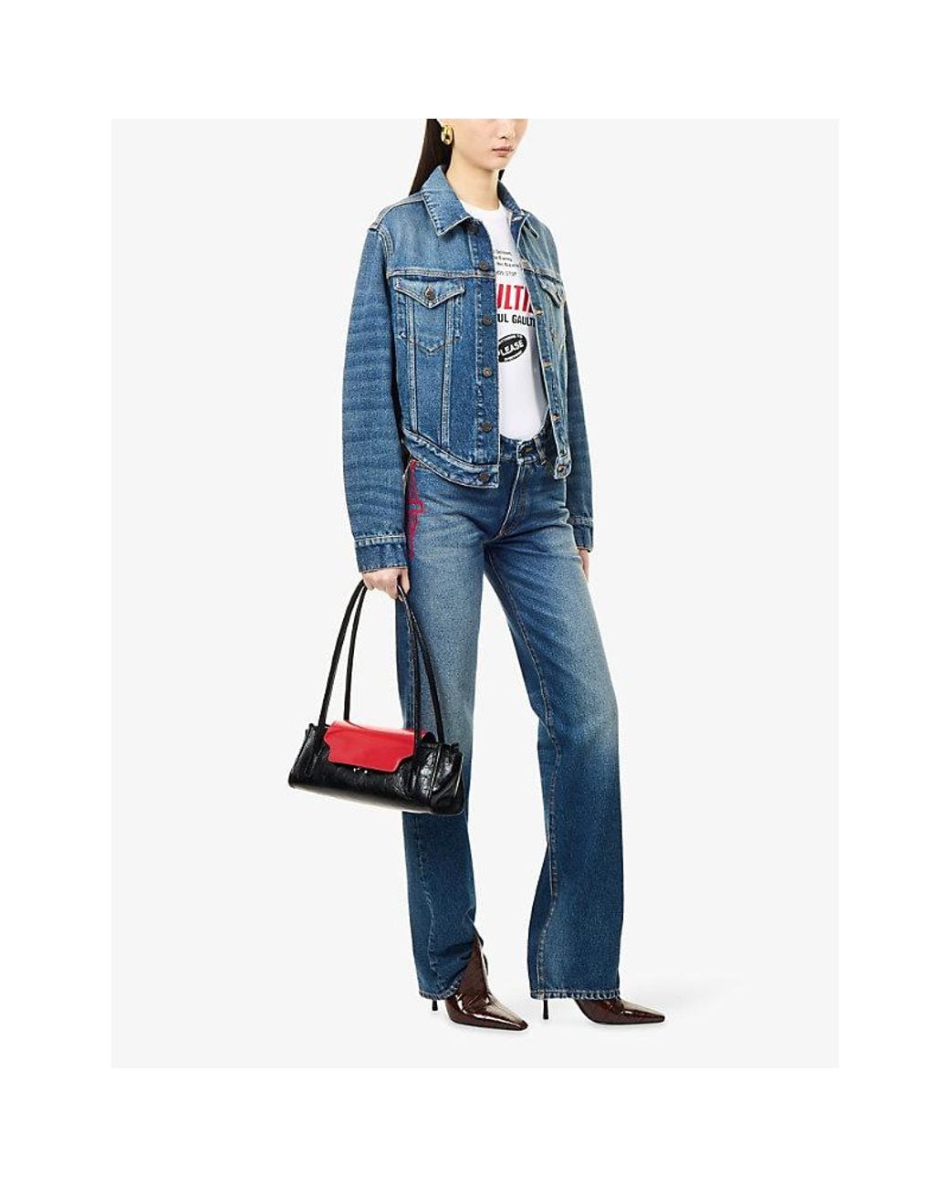Jean Paul Gaultier Blue Wavy-Hem Denim Jacket