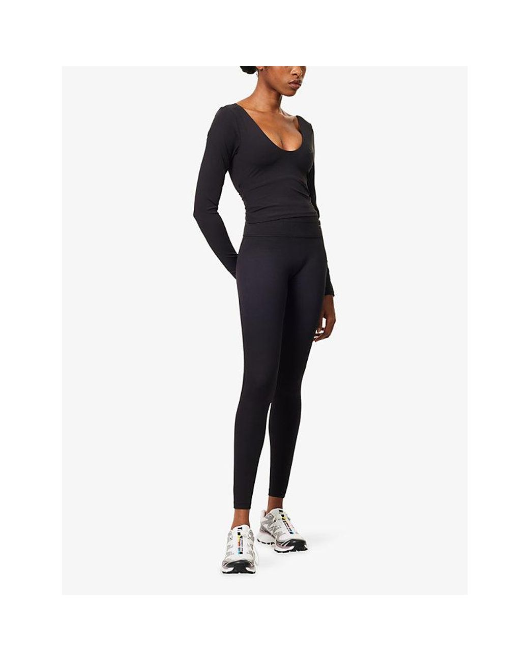 GYMSHARK Black Form Long-Sleeve Stretch-Jersey Crop Top