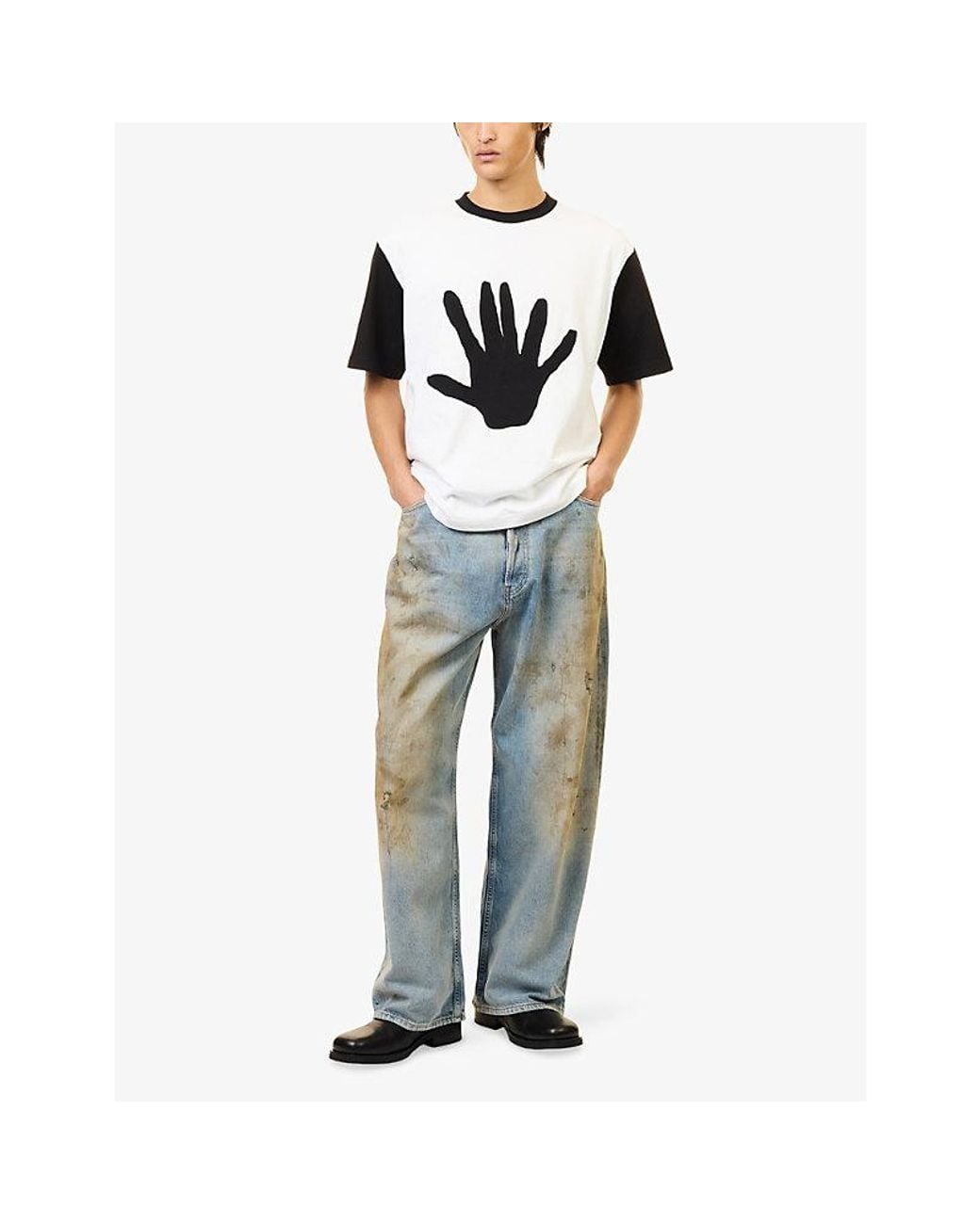 Heresy Black Hand-Embroidered Cotton T-Shirt for men