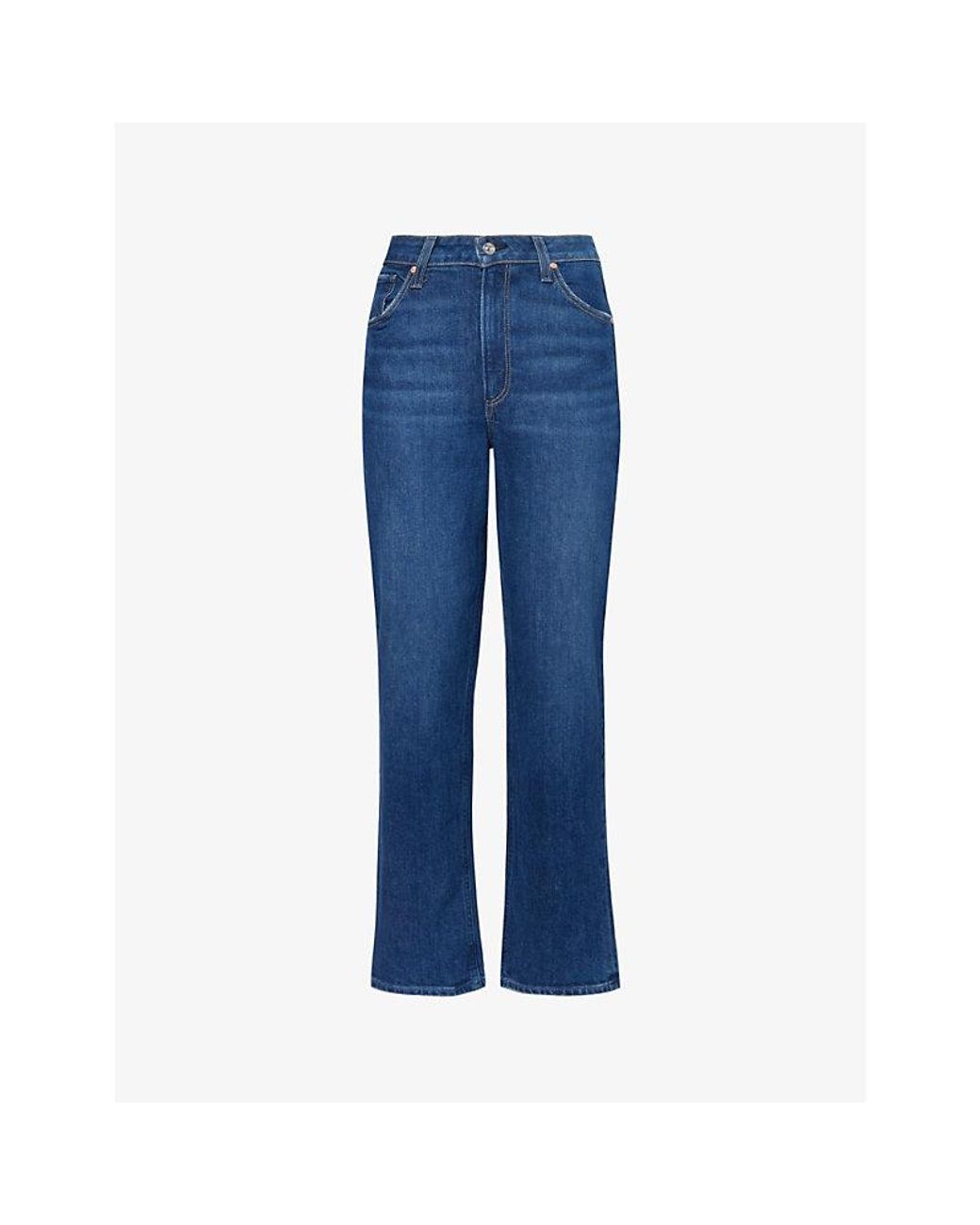 PAIGE Sarah Straight leg High rise Stretch organic denim Jeans in