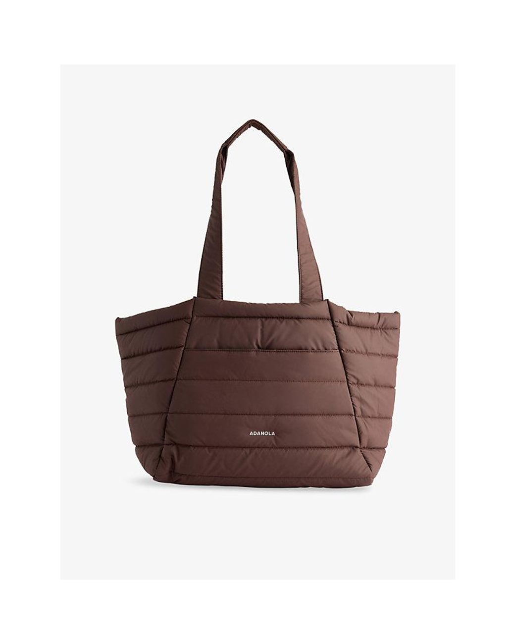 ADANOLA Brown Quilted Shell Tote Bag