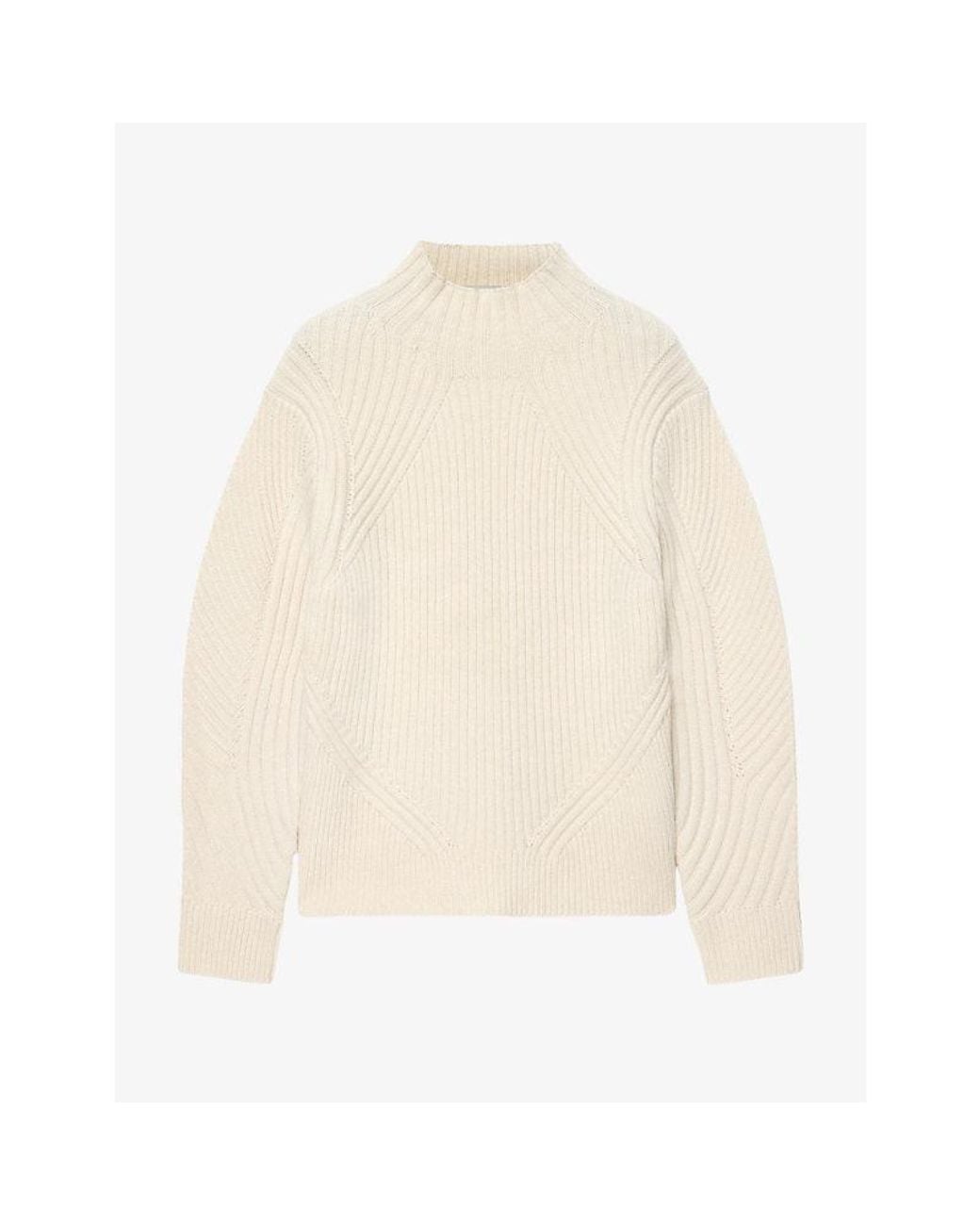 AllSaints White Sadie High-Neck Wool-Blend Jumper