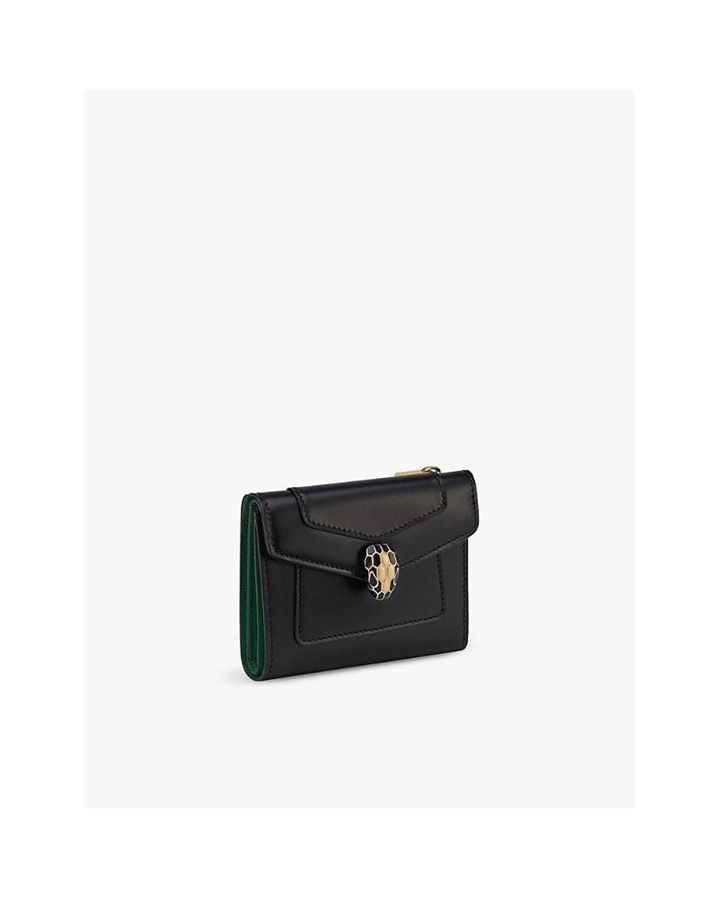 BVLGARI Black Serpenti Forever Compact Leather Wallet