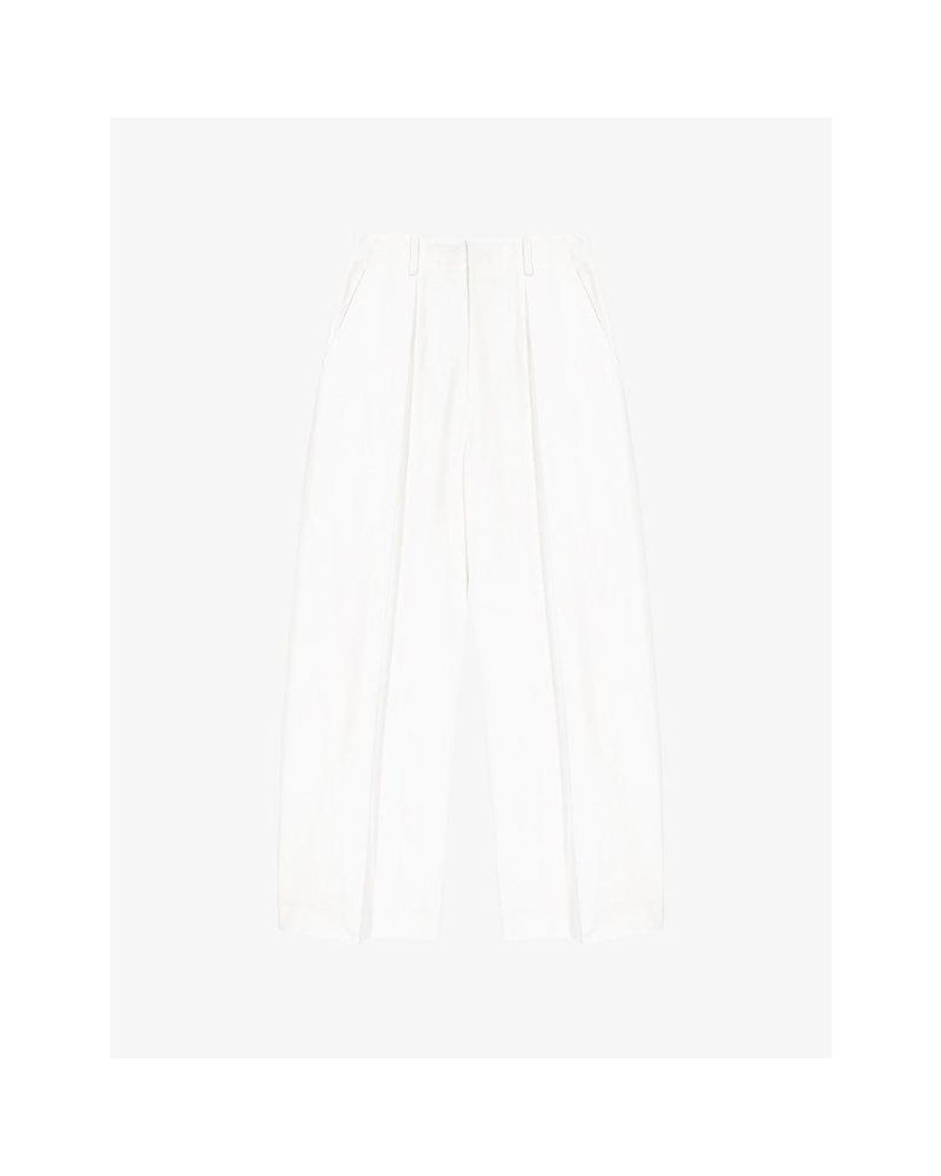 Maje White Balloon-Leg Cropped Woven Trousers