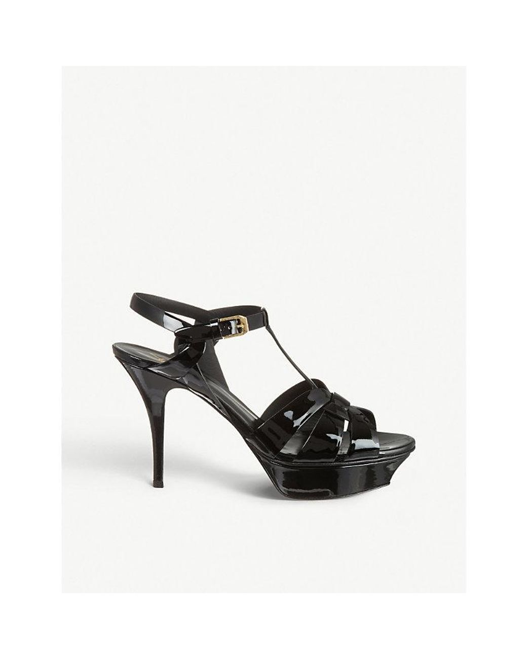 Saint Laurent Tribute 75 Patent-leather Heeled Sandals 2. in Black | Lyst