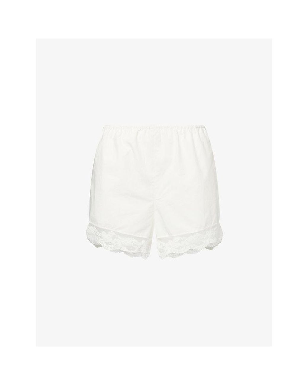 Faithfull The Brand White Cristina Lace-Trim Cotton Shorts